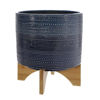 Picture of Dotted 11" Planter with Wood Stand - Blue