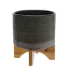 Picture of Dotted 8" Planter with Wood Stand - Green