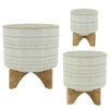 Picture of Tribal 8" Planter with Wood Stand - Beige