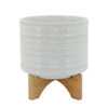 Picture of Tribal 8" Planter with Wood Stand - White