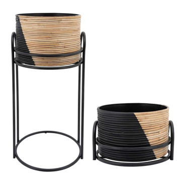 Picture of Round Planter Stands - Set of 2 - Black and Brown