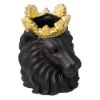 Picture of Resin 9" Lion Planter with Crown - Black