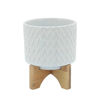Picture of Chevron 6" Planter with Stand - White