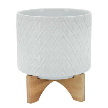 Picture of Diamond 11" Planter with Stand - White