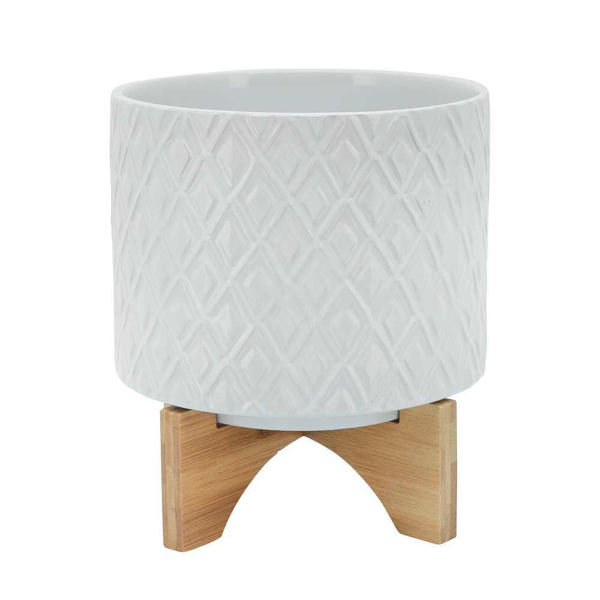 Picture of Diamond 8" Planter with Stand - White