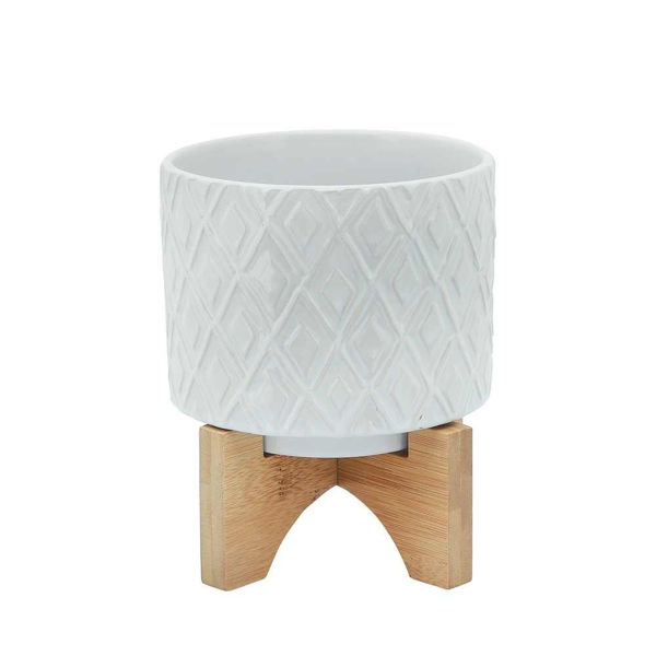 Picture of Diamond 5" Planter with Stand - White