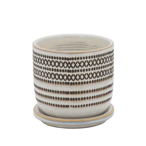 Picture of Azted 5" Planter with Saucer - Beige
