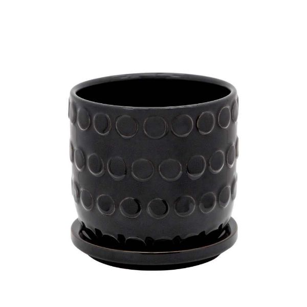 Picture of Bubble 5" Planter with Saucer - Black