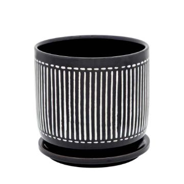 Picture of Vertical Lines 6" Planter with Saucer - Black