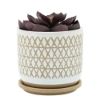 Picture of Criss-Cross 6" Planter with Saucer - Beige