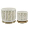 Picture of Tiny Squares 5" Planter with Saucer - Beige