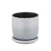 Picture of Textured 5" Planter with Saucer - Silver