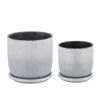 Picture of Textured 5" Planter with Saucer - Silver