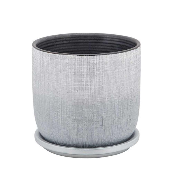 Picture of Textured 6" Planter with Saucer - Silver