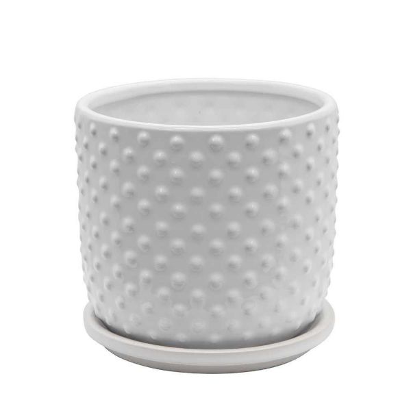 Picture of Tiny Dots 6" Planter with Saucer - White