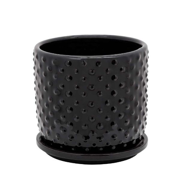 Picture of Tiny Dots 6" Planter with Saucer - Black