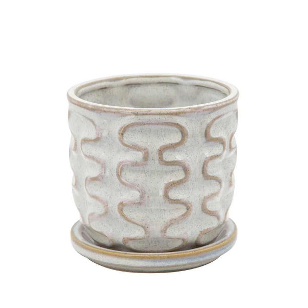 Picture of Wiggly 5" Planter with Saucer - Beige