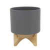 Picture of Planter 10" with Wood Stand - Matte Gray