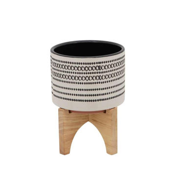Picture of Aztec 5" Planter with Wood Stand - Gray
