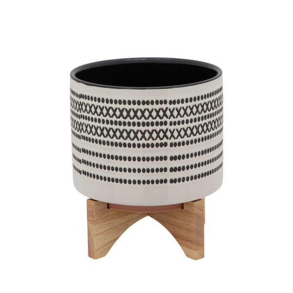 Picture of Aztec 8" Planter with Wood Stand - Gray