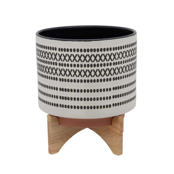 Picture of Aztec 10" Planter with Wood Stand - Gray