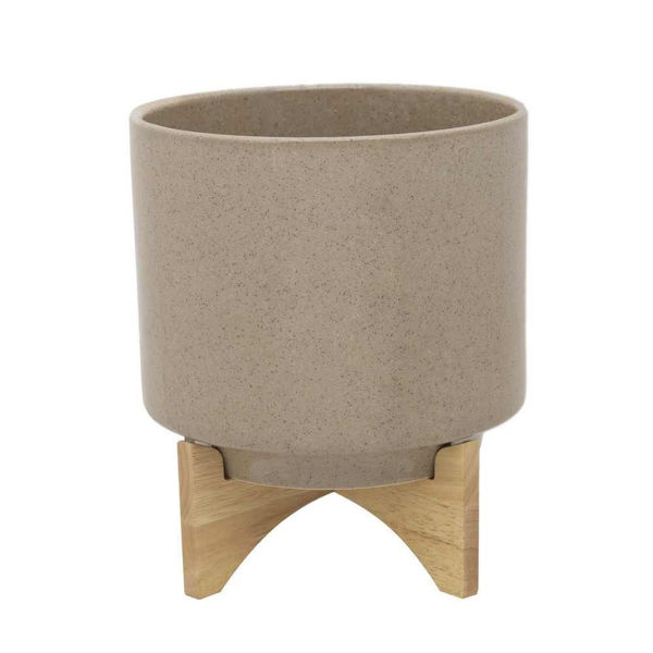 Picture of Planter 10" with Wood Stand - Beige