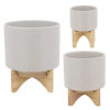 Picture of Planter 10" with Wood Stand - Matte Beige