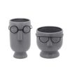 Picture of Face with Glasses 9" Planter - Gray