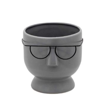 Picture of Face with Glasses 6" Planter - Gray