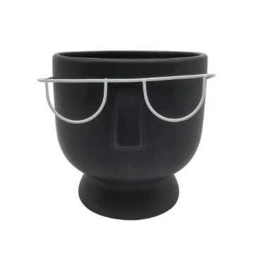Picture of Face with Glasses 6" Planter - Black