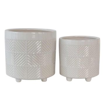 Picture of Textured Planters 6" and 8" - Set of 2 - Shiny Whi