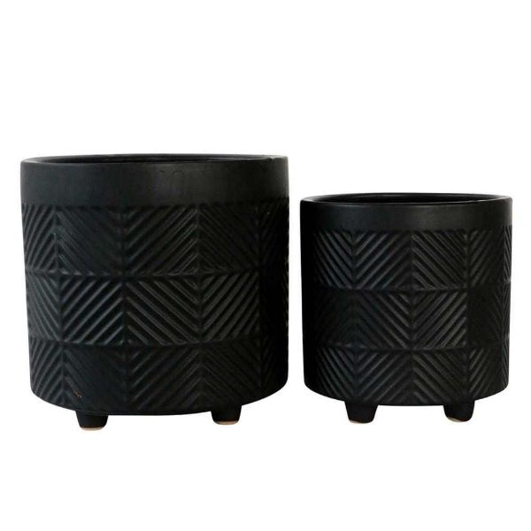 Picture of Textured Planters 6" and 8" - Set of 2 - Matte Bla