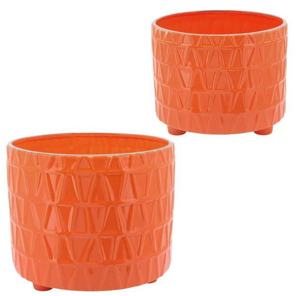 Picture of Footed Etched Planter 10" and 12" - Set of 2 - Ora
