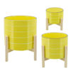 Picture of Striped 10" Planter with Wood Stand - Yellow