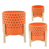 Picture of Dotted 8" Planter with Wood Stand - Orange