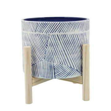 Picture of Planter 8" with Wood Stand - Navy