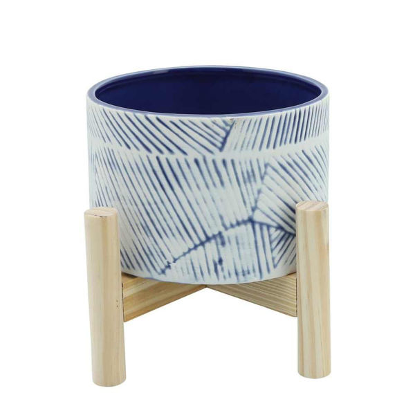 Picture of Planter 6" with Wood Stand - Navy