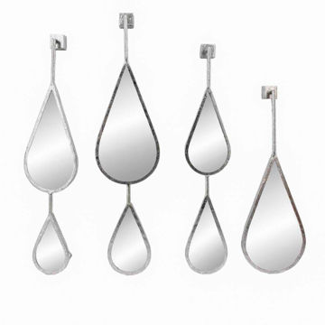 Picture of Tear Drop Wall Mirrors - Set of 4 - Silver
