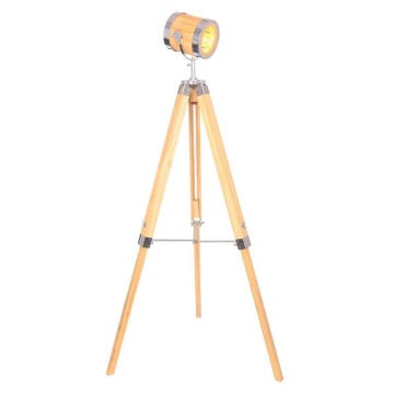 Picture of Wood 55" Adjustable Tripod Floor Lamp - Natural