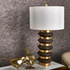 Picture of Stacked 31" Brass Table Lamp with USB - Gold and B