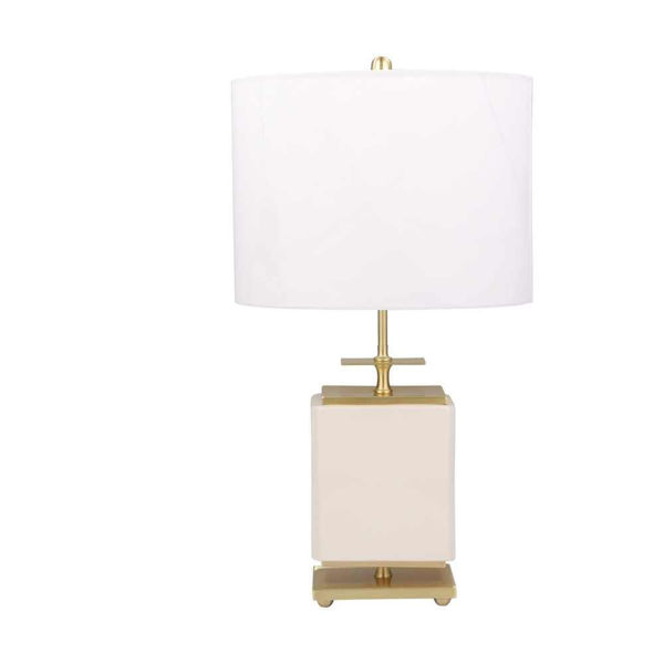 Picture of Square 28" Ceramic Table Lamp - White and Gold