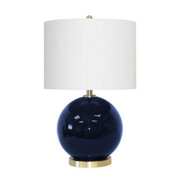 Picture of Round 25" Glass Table Lamp - Navy Blue