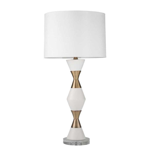Picture of Multi-Cone 31" Ceramic Table Lamp - White and Gold