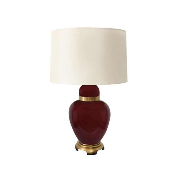 Picture of Urn 29" Glass Table Lamp - Ox Blood Red