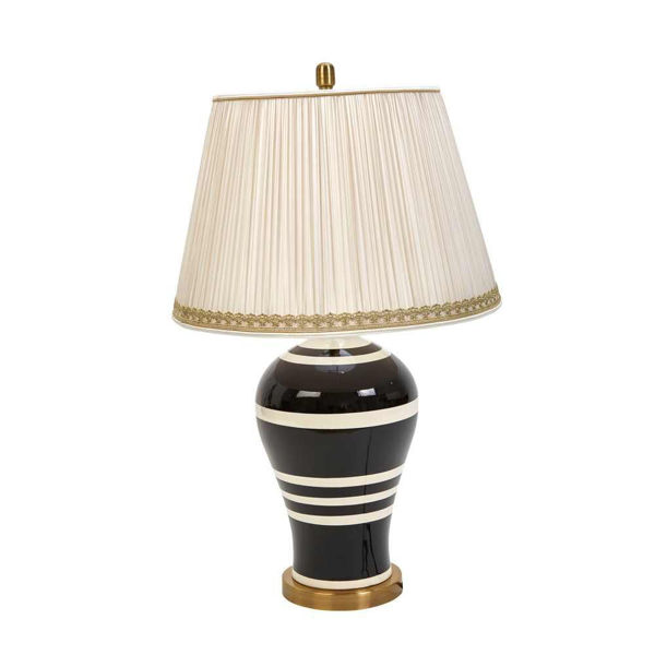 Picture of Striped 30" Ceramic Table Lamp - Black and White