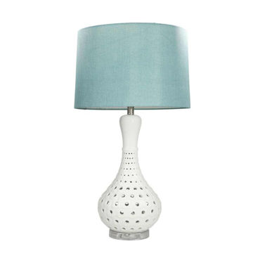 Picture of Pierced Bottle 31" Ceramic Table Lamp - White