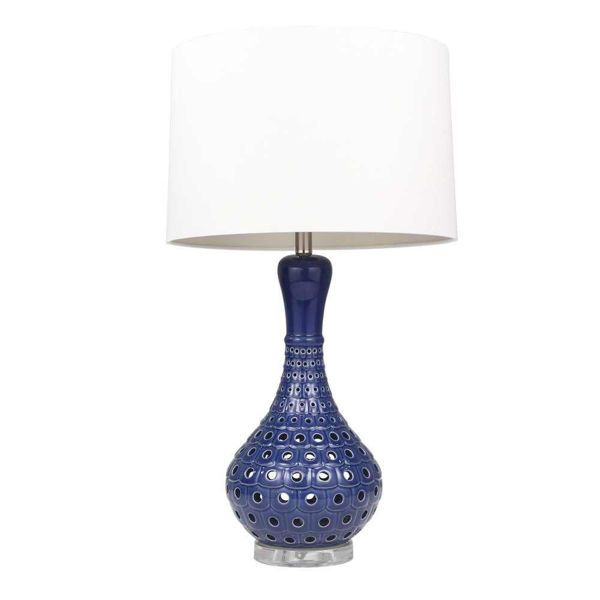 Picture of Pierced Bottle 31" Ceramic Table Lamp - Navy Blue