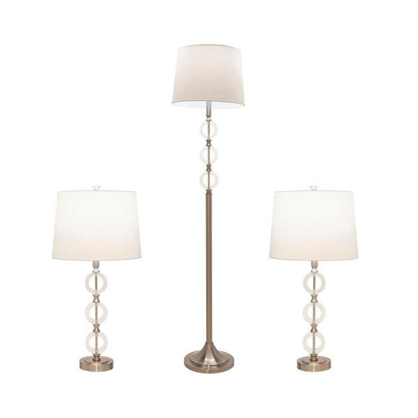 Picture of Metal and Glass 26" Table and 65" Floor Lamp - Set