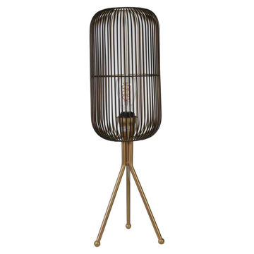 Picture of Metal 27" Oval Shaped Grid Lamp - Gold