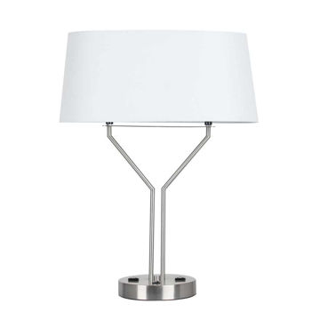 Picture of Metal 26.75" Table Lamp with USB and Outlet - Silv